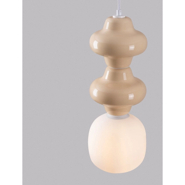 Salonowa lampa wisząca VILROSA LE44557 ceramiczna beżowa biała