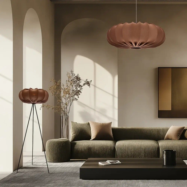 Lampa wisząca z abażurem CAFEE brązowa 31-39248 1xE27 tkaninowa