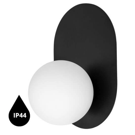 Salonowa lampa ścienna Hanea HA0120S0 kulista IP44 biała czarna