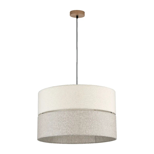 Lniana lampa zwisająca Eco 5773 tuba nad stół biały beżowy