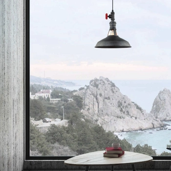 Industrialna LAMPA wisząca GARIBALDO MDM-2781/1 GR+BK Italux metalowa OPRAWA zwis zawór szary