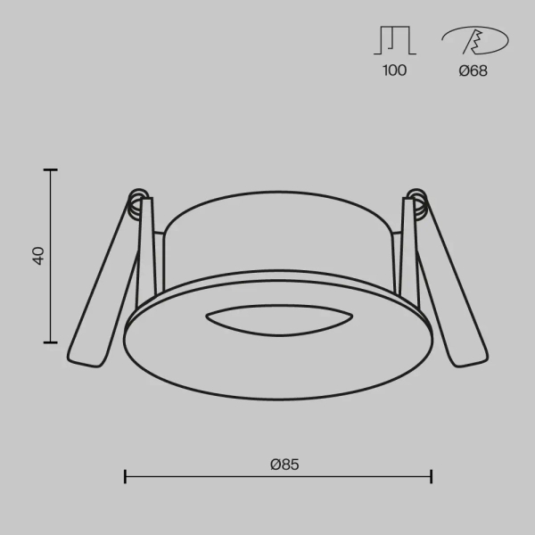 Zewnętrzne oczko podtynkowe Slim DL088-GU10-RD-MG IP65 złote