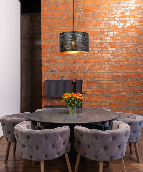 Lampa wisząca Tunno 15342 okrągła nad stół czarna złota