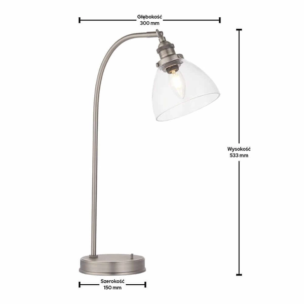 Stojąca lampka klasyczna Hansen 91740 Endon srebrna przezroczysta