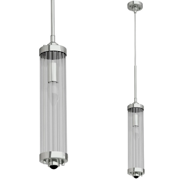 LAMPA wisząca Fiatto l Cromo Orlicki Design okrągła OPRAWA glamour ZWIS szklany chrom przezroczysty