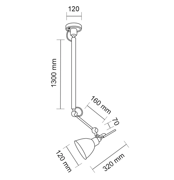 Industrialna LAMPA wisząca DAISEN 5625 Shilo regulowana OPRAWA metalowa na wysięgniku zwis czarny