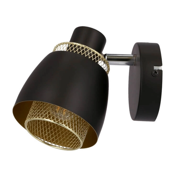 Metalowy kinkiet reflektor Aleksandria 91-13750 siatka czarny złoty