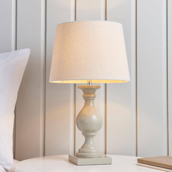 Nocna lampa abażurowa Marsham MARSHAM-TLTA z drewna beżowa