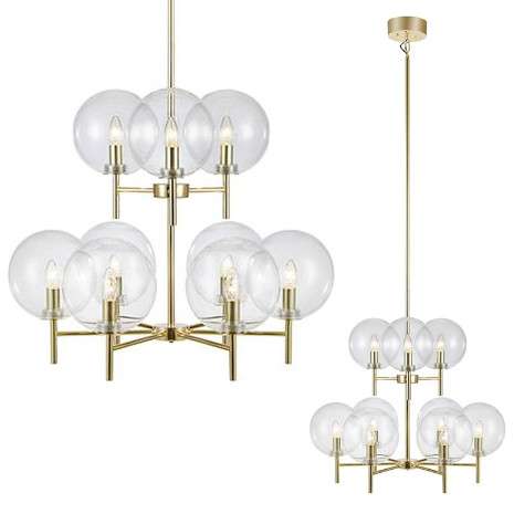 Żyrandol LAMPA wisząca CROWN 107920 Markslojd loftowa OPRAWA skandynawski ZWIS szklane kule balls sticks mosiądz przezroczyste