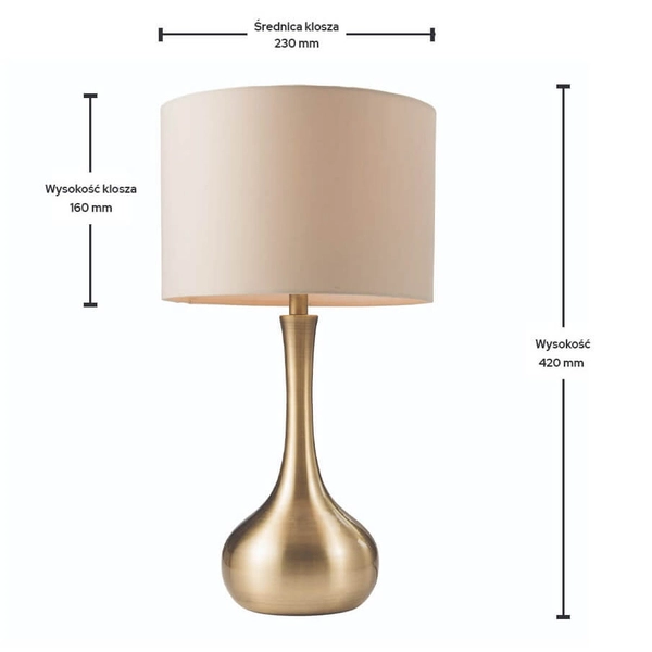 Lampa stołowa ściemnialna dotykowa mosiądz Piccadilly OUTLET