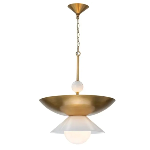 Wisząca lampa do salonu Saucer QN-SAUCER-4P-L-AB-OPAL kula mosiądz