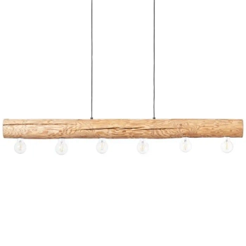 Drewniana lampa wisząca Trabo 99433/35 nad wyspę do kuchni sosnowa