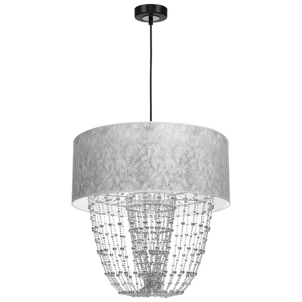 LAMPA wisząca ALMERIA MLP6437 Milagro abażurowa OPRAWA okrągły ZWIS crystal glamour srebrny czarny