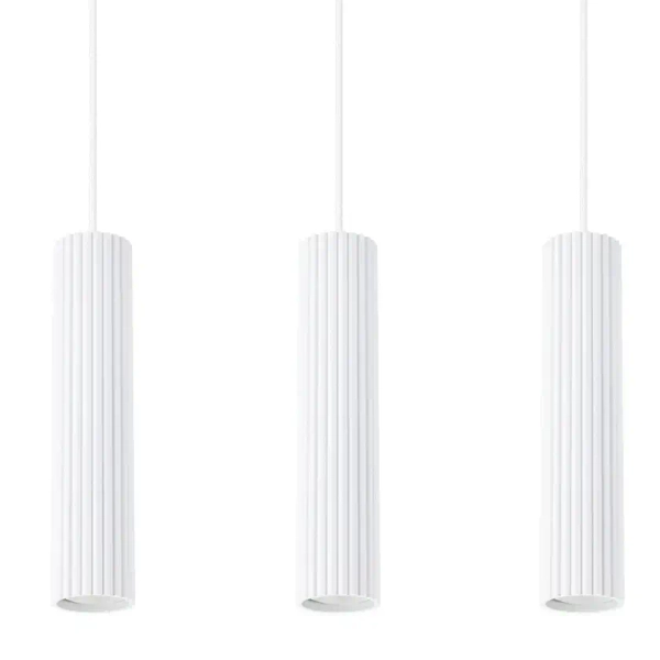 Potrójna wisząca lampa KARBON SL.1537 podłużna ryflowana biała