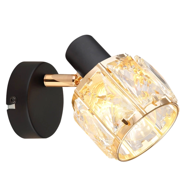 Kryształowa lampa ścienna Dubai 91-30221 Candellux glamour czarna bursztynowa złota