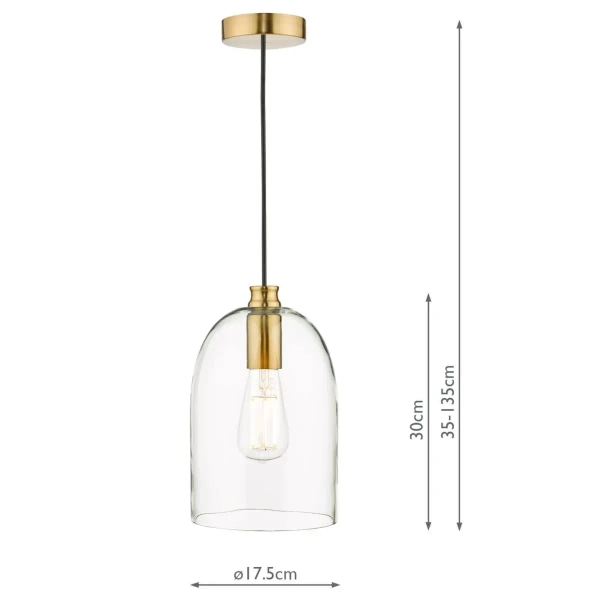 Wisząca lampa nad stół Archie ARC0163 szklana do jadalni szklana mosiądz