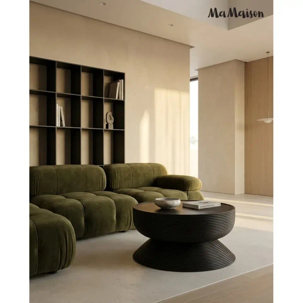 Drewniany stolik kawowy LAPIS MM001501100404 czarny do salonu 75cm