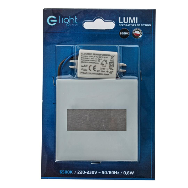 Ścienna lampa przyschodowa Lumi EKS2358 LED 0,6W 6500K biały srebrny