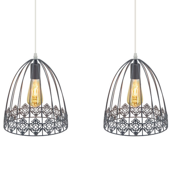 Druciana LAMPA wisząca Klatka 6802/2 ZWIS - 02 Elem metalowa OPRAWA klatki ZWIS loftowy szary