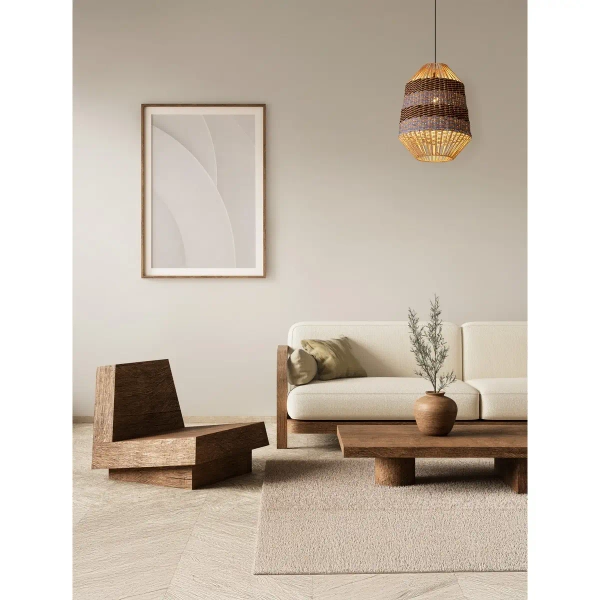 Wisząca lampa boho BELRITO LE45362 pleciona czarna brązowa