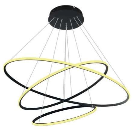 LAMPA wisząca SLIM/000024/3000/B MDECO okrągła OPRAWA biurowy ZWIS LED 125W 3000K ring czarny