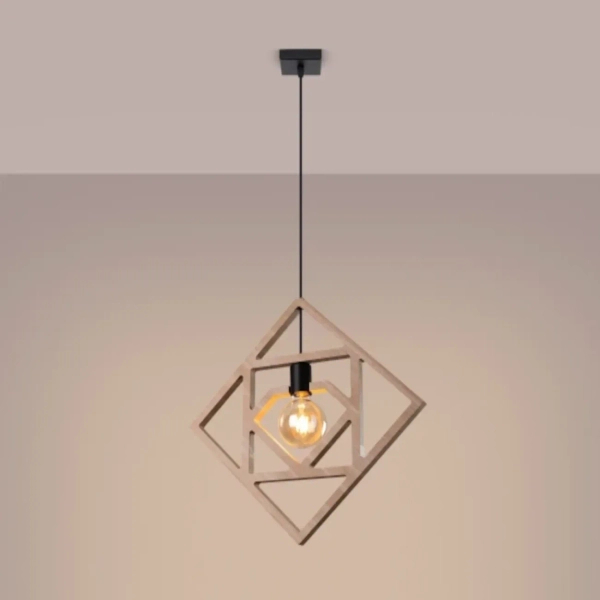 Lampa wisząca CARO SL.1757 drewniana czarna 1xE27 do kuchni