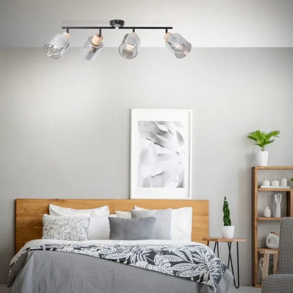 Loftowa lampa sufitowa Weald 99839/93 szklana czarna przydymiona