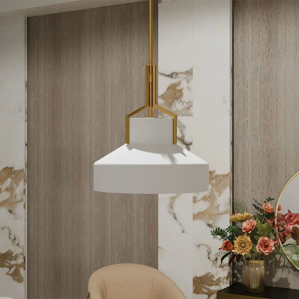 Szklana wisząca lampa Brecken QZ-BRECKEN-2P-AB-ABG biała mosiądz