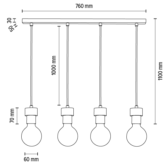 Lampa zwisowa CLARTE 3271404 loftowa metalowy zwis drewno czarny