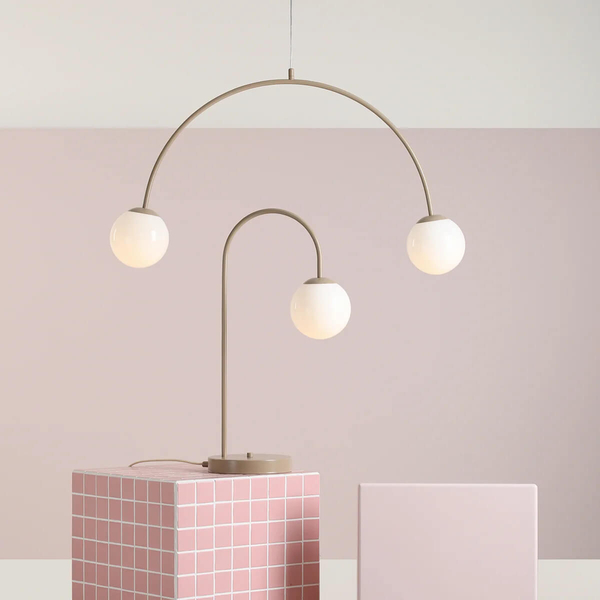 Salonowa lampa zwisowa Una 1116H17 Aldex kulista podwójna beżowa
