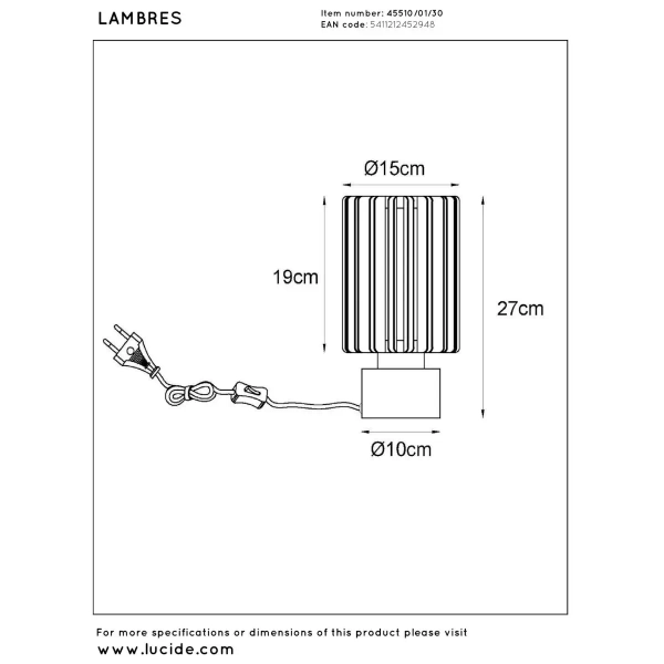 Stołowa lampka nocna Lambres 45510/01/30 do sypialni okrągły czarny