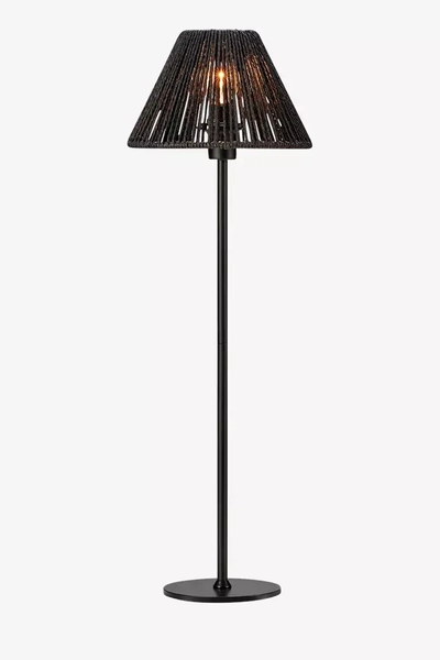 Czarna lampa biurkowa Corda stojąca do gabinetu nowoczesna