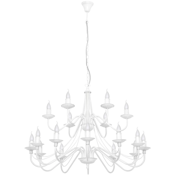 Pałacowa lampa wisząca Róża 397S Aldex żyrandol biały 18-ramienny