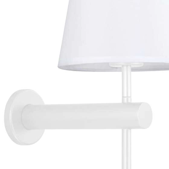 Ścienna LAMPA klasyczna TIVOLI LP-1133/1W WH Light Prestige abażurowa OPRAWA kinkiet okrągły na wysięgniku biały