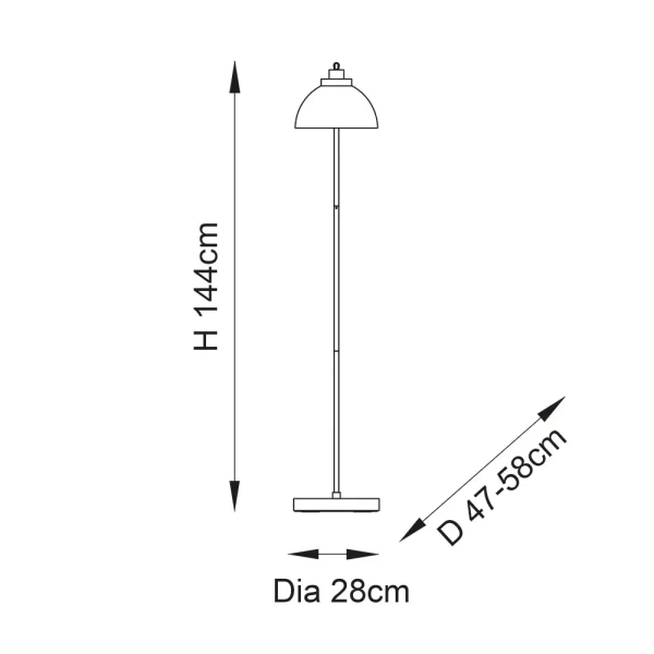Lustrzana podłogowa lampa Caspa Task 100045 kopułowa nikiel