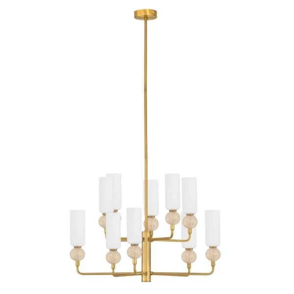 Metalowy żyrandol glamour CORVIZO LE45277 do salonu złoty biały