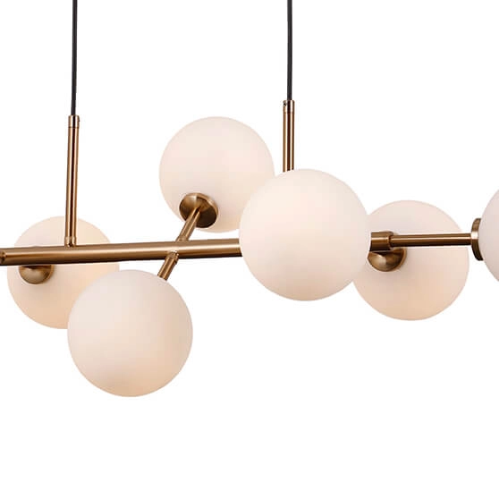 Modernistyczna lampa wisząca Mirellio szklane kule mosiądz