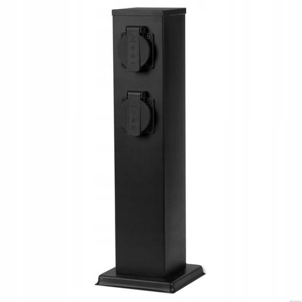 Metalowy słupek zewnętrzny Nesto 8318 SuperLED z gniazdkami IP44 czarny