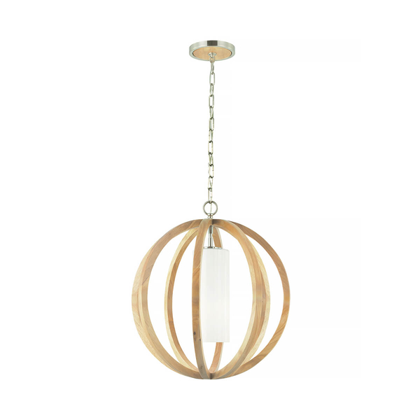 Wisząca lampa drewniana Allier  FE-ALLIER-P-S-LW Feiss okrągła brązowa