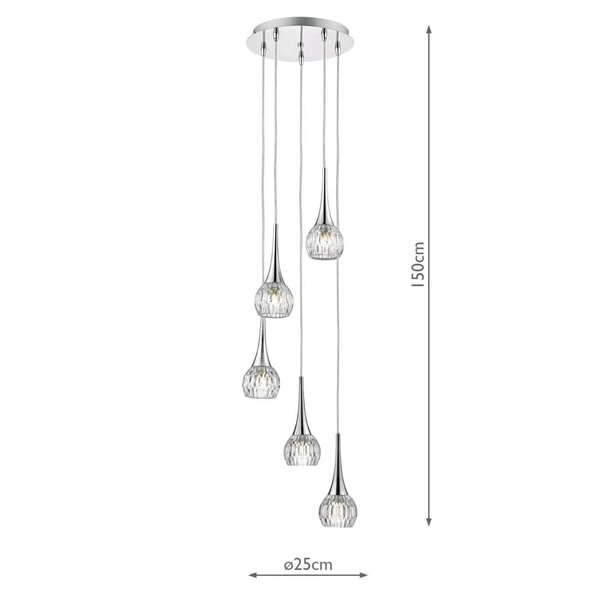 Kryształowa lampa wisząca Lyall LYA0550 Dar Lighting metal chrom