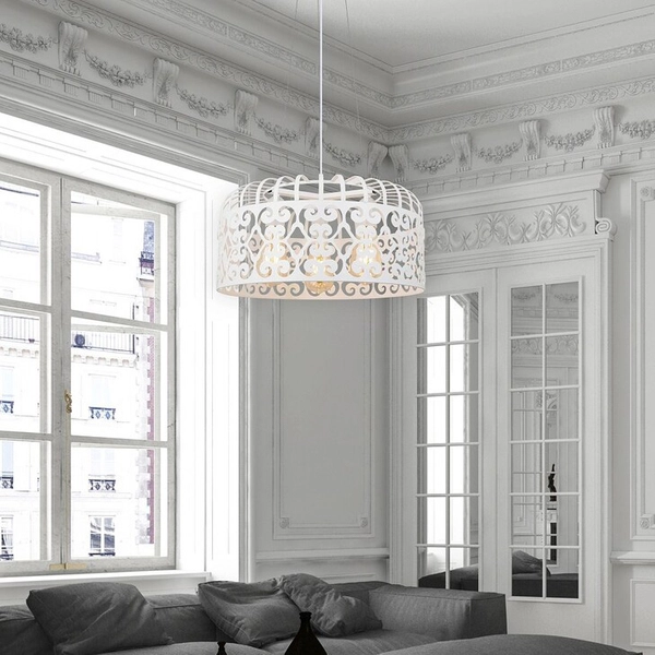 LAMPA wisząca ALESSANDRA 2163 Rabalux ażurowa OPRAWA metalowy zwis vintage biały