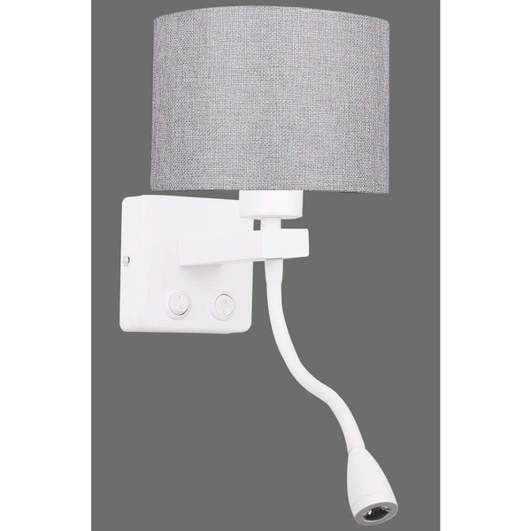 Lampa ścienna POLO 21-75383 abażurowa LED 2W 3200K do czytania biała szara