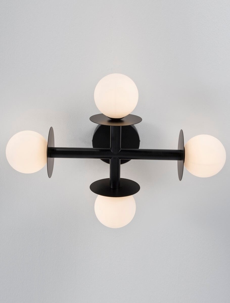 Sufitowa lampa 4-punktowa URUAPAN LE42887 Luces Exclusivas szklane kule białe czarna