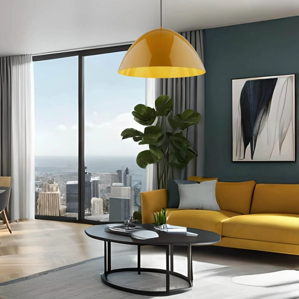 Zwisająca lampa do salonu Faro 10264 nad stół metalowa żółta