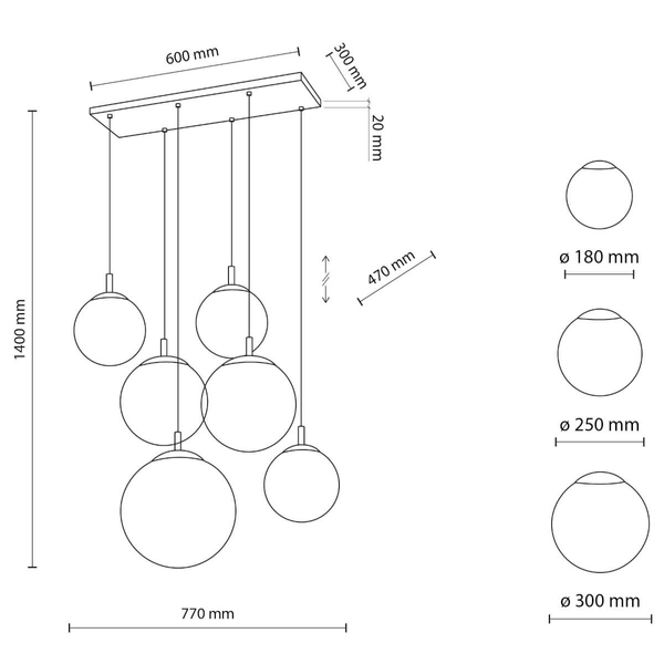 Zwisowa lampa na belce Esme 4793 do salonu balls biała czarna