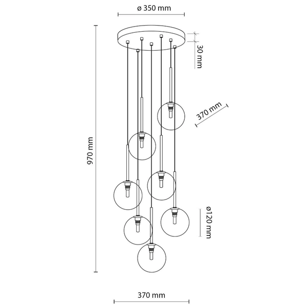 Zwisowa lampa Nilos 5362 kaskada balls bombki przezroczysta złota