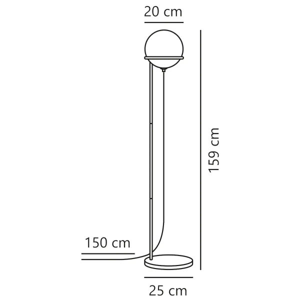 Podłogowa lampa kulista Wilson 2412594003 szklana metalowa czarna