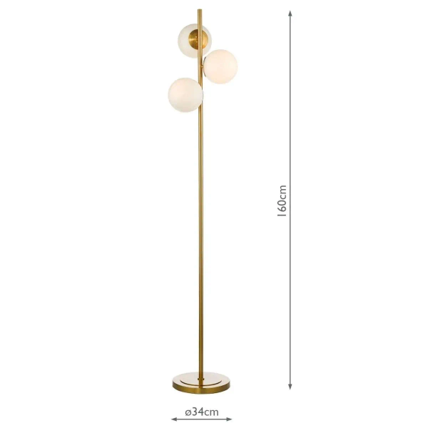 Podłogowa lampa do salonu Bombazine BOM4935 kule biała mosiądz