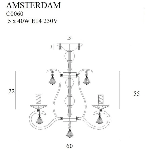 Salonowy plafon glamour AMSTERDAM C0060 Maxlight glass chrom biały