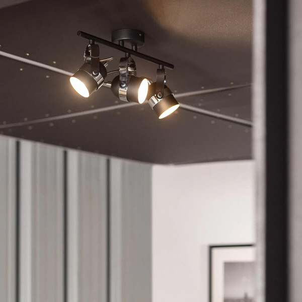 Regulowana lampa sufitowa Retro ABR-RRH-C-3XGU10 Abruzzo czarny srebrny